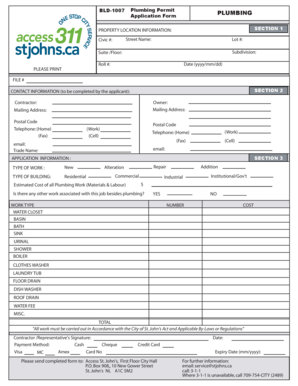Plumbing Permit Application Form
