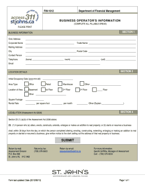 Business Operator Information Form