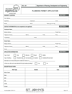 Plumbing Permit Application