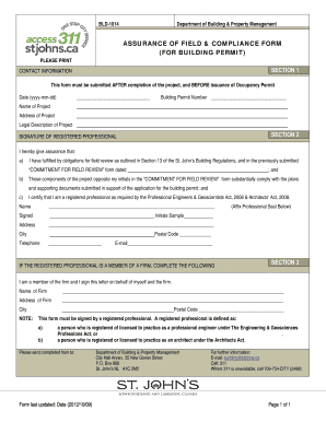 Building Permit Compliance Assurance Form
