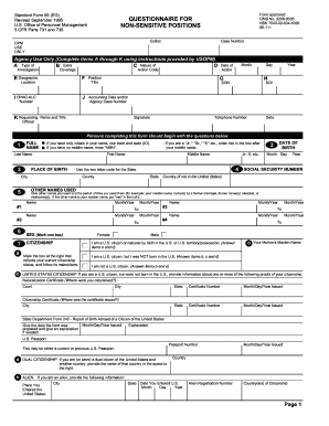 Standard Form 85 Questionnaire for Non-Sensitive Positions