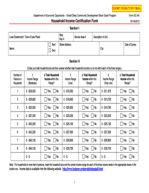 Household Income Certification Form