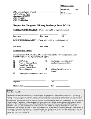 Request for Copy(s) of Military Discharge Form DD214