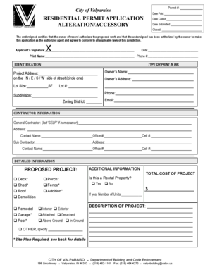 Residential Permit Application