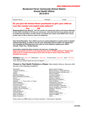 Annual Health History Form