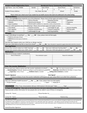 Student Health Registration Form