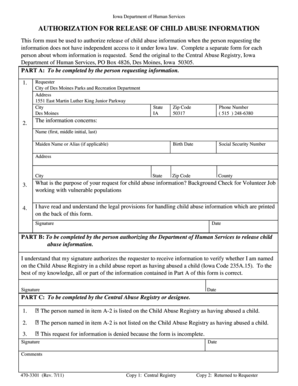 Iowa Child Abuse Information Release Authorization