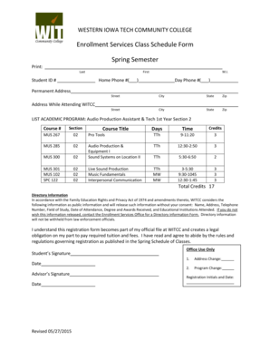 Daily schedule template - LIST ACADEMIC PROGRAM Audio Production Assistant & Tech 1st Year Section 2 - witcc