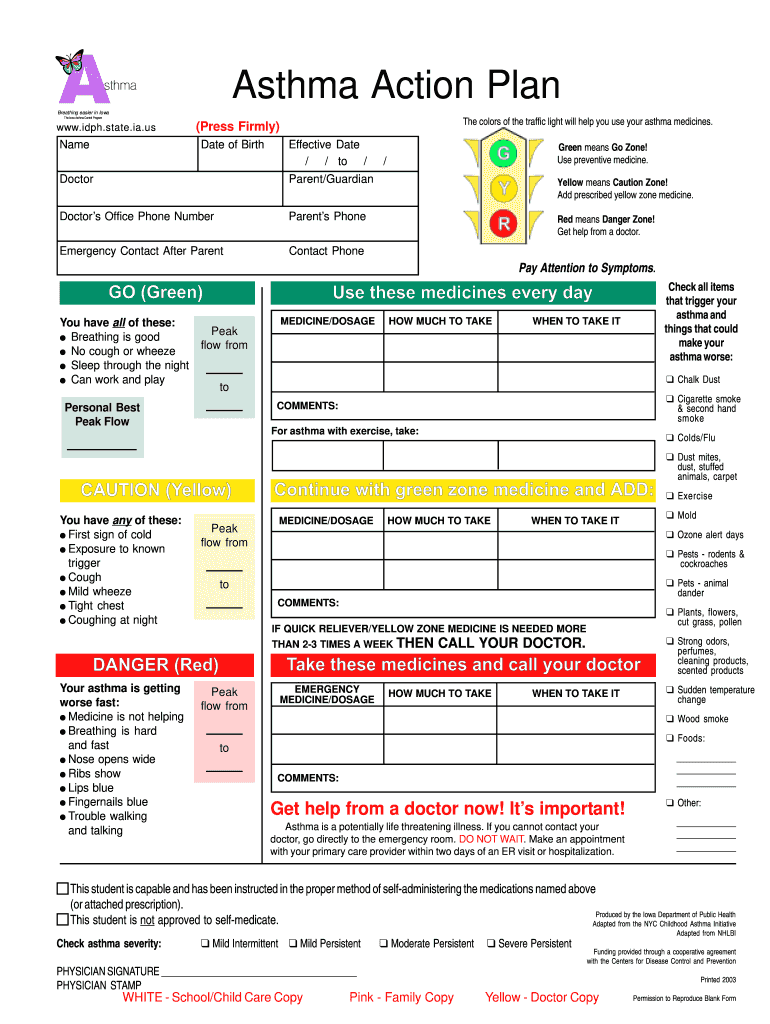 asthma action plan Preview on Page 1