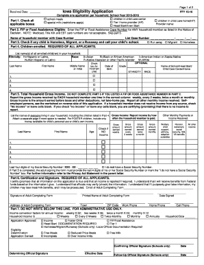 Iowa School Meals Eligibility Application