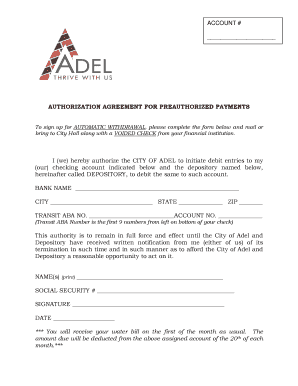 Authorization Agreement for Preauthorized Payments
