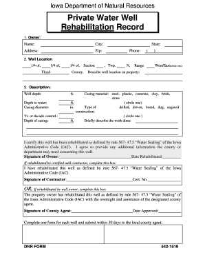 Iowa Private Well Rehabilitation Record