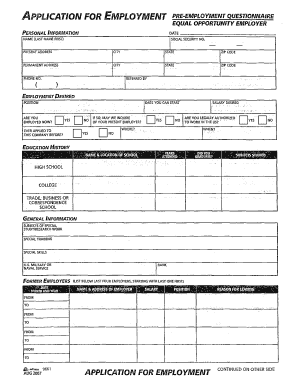 Employment Application Form