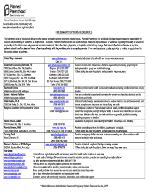 Pregnancy Options Resource List