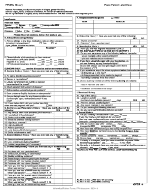 Planned Parenthood Medical History Form