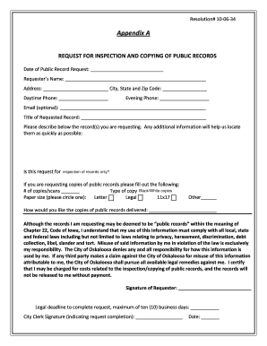 Request for Inspection and Copying of Public Records
