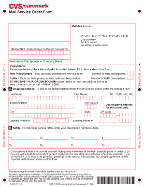 CVS/caremark Mail Service Order Form
