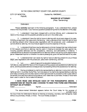 Iowa Waiver of Attorney Form