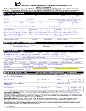 Planned Parenthood Registration Form