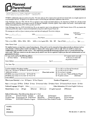 Washington State Medical History Form