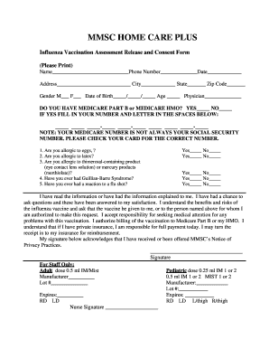 Influenza Vaccination Consent Form