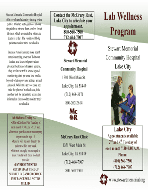 Stewart Memorial Community Hospital Wellness Lab Testing Consent