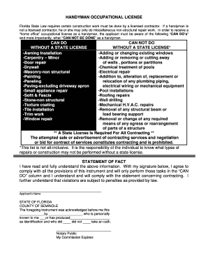 Florida Handyman Occupational License