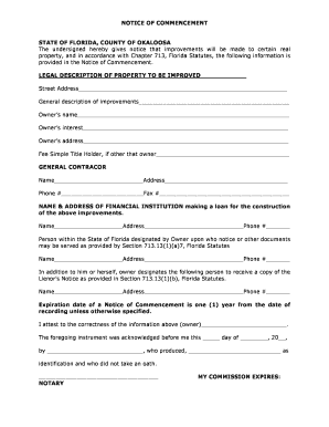 Florida Notice of Commencement
