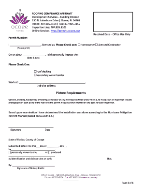 Roofing Compliance Affidavit