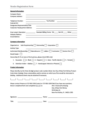 Vendor Registration Form