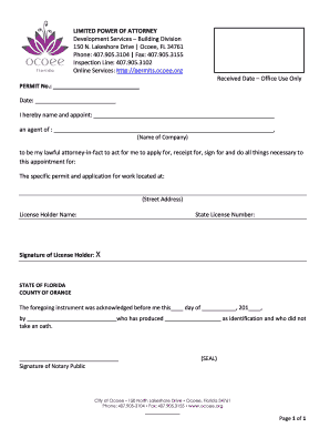 Limited Power of Attorney for Building Permit