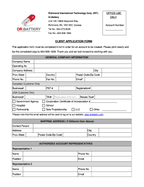 Client Application Form