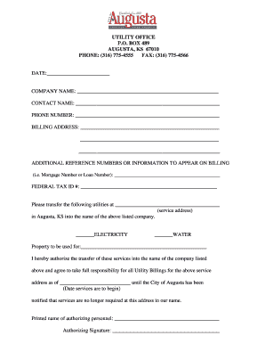 Utility Service Transfer Form