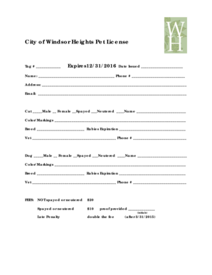 Windsor Heights Pet License