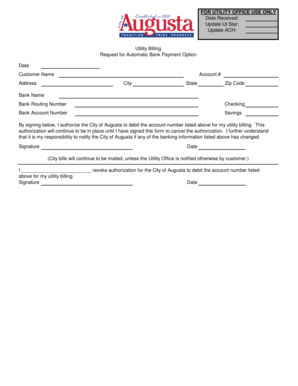 Utility Billing Automatic Payment Authorization