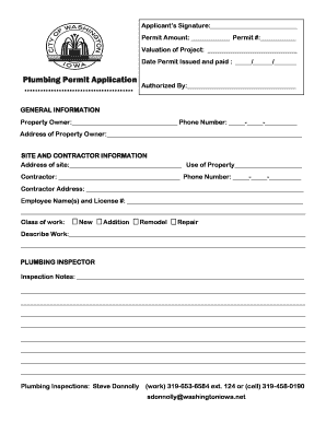 Plumbing Permit Application