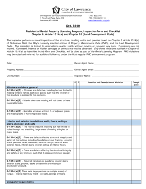 Residential Rental Property Inspection Form