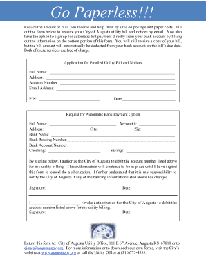 City of Augusta Utility Bill Email and Auto-Payment Application