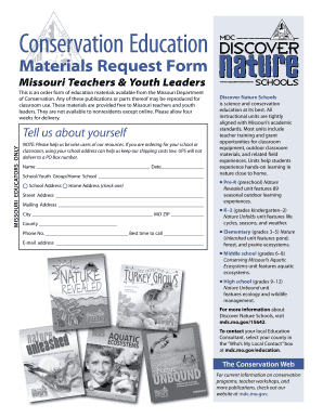 Missouri Conservation Education Materials Request Form