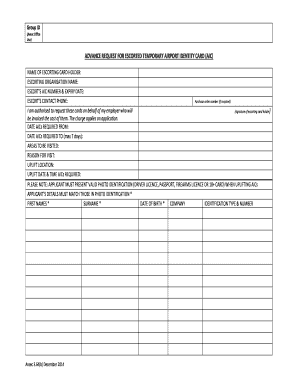 Advance Request for Escorted Temporary Airport Identity Card