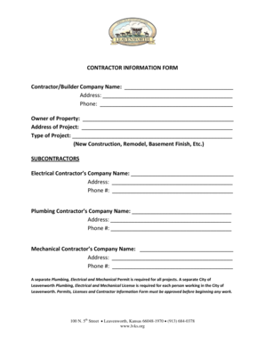 Contractor Information Form