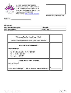 Roofing Permit Fee Form