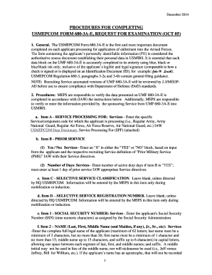 USMEPCOM Form 680-3A-E Request for Examination