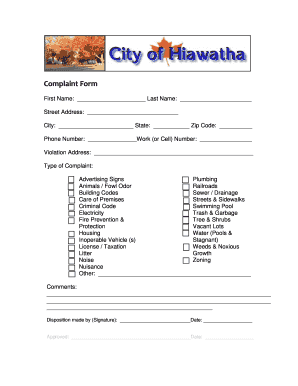 City Complaint Form