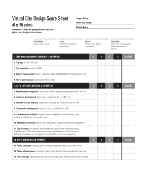Virtual City Design Score Sheet