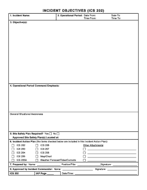 Incident Objectives Form ICS 202