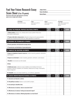 Future City Research Essay Score Sheet
