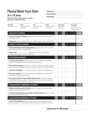 Future City Physical Model Score Sheet