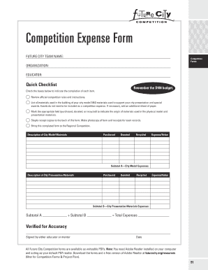 Future City Competition Expense Form