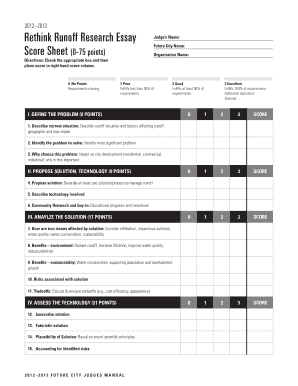 Rethink Runoff Research Essay Score Sheet 0-75 points